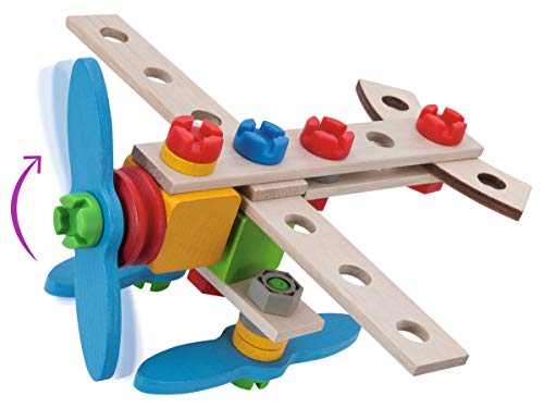 Eichhorn 100039013 - Constructor Flugzeug, 40-tlg., Holz-Konstruktions-Set, 2 verschiedene Modellvarianten baubar, FSC… – Bild 4