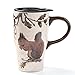 Minigift Ceramic Coffee Mug，Travel Cup with Lid,Handmade Milk Mug 16oz -Squirrel