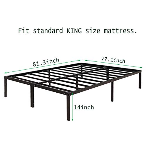 HAAGEEP King Platform Bed Frame with Storage 14 Inch Metal Beds Frames