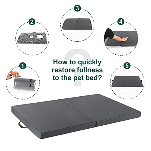 Furpezoo Outdoor Dog Beds Camping(34.6X22X2in),Portable Waterproof Dog Beds for Medium Dogs, Foldable Travel Dog Mat with Removable Washable Cover, Grey,M