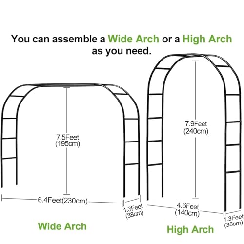 MANYUK Black Metal Pergola Arbor, Metal Arch Frame, Garden Arch Trellis for Various Climbing Plants Wedding Garden Arch Bridal Party Decoration