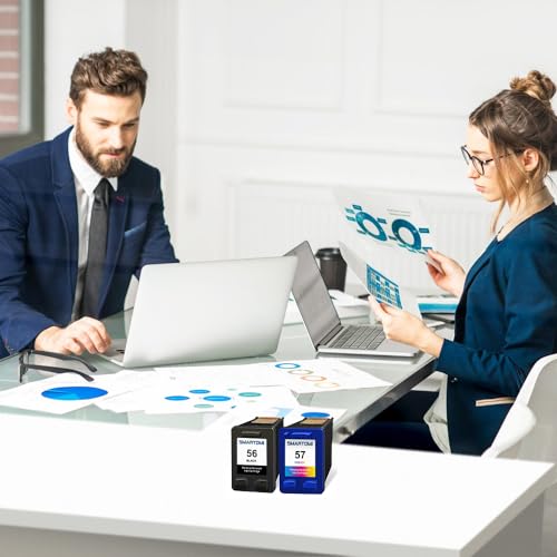 SMARTOMI 56 57 Remanufactured Ink Cartridges for 56XL 57XL for DeskJet 450ci 5150 5550 9680gp, OfficeJet 4212 4215, Photosmart 7350 7660 7760, PSC 1210 1215 1315