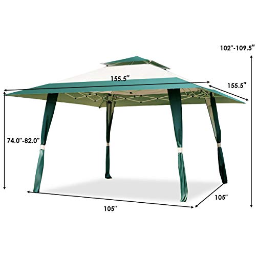 FDInspiration Green 13x13FT Pop Up Outdoor Companion Folding Shelter Tent Patio Gazebo Canopy Awning Sun Shade w/Carry Bag with Ebook