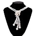 Haluoo Luxurious Multilayered Pearl Statement Necklace,Chunky Freshwater Pearl Knot Pendant with Long Pearl Chain Tassel Choker Necklace for Women Wedding Jewelry Dinner Dress Accessories (White)thumb 1