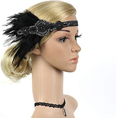 Zeeliy 24x12cm Gatsby Flapper Feather Headband 20s Accessories