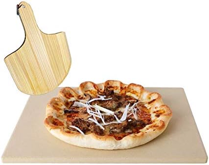 Pizza Stone with Free Pizza Peel, High Temperature Resistance Grilling Stone Beige Cordierite Grilling Ideal for Ovens Grills BBQ Pies Pastry Bread