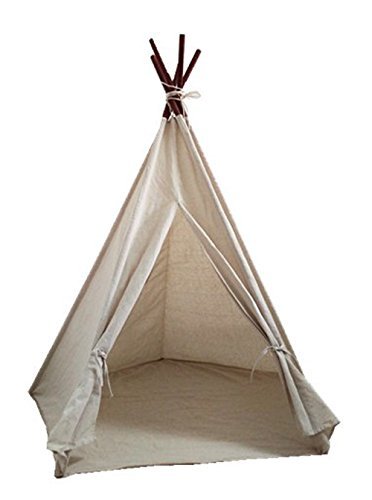 abulu 6' indoor indian playhouse toy teepee play tent for kids toddlers canvas teepee with carry case with mat 