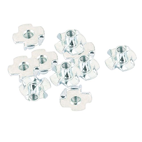 uxcell 10 Pcs Silver Tone 4-Claw Insert Nuts 4mm Hole Diameter 16 x 8 x 4mm