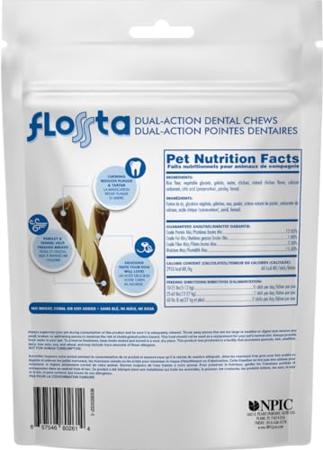 N-BONE FLOSSTA DENTAL CHEWS FOR DOGS – CHICKEN FLAVOR, NO DYES, GRAIN-FREE, BREATH FRESHENING, PLAQUE & TARTAR CONTROL, DIGESTIBLE TEETHING AID – 6.4 OZ BAG, MADE IN USA