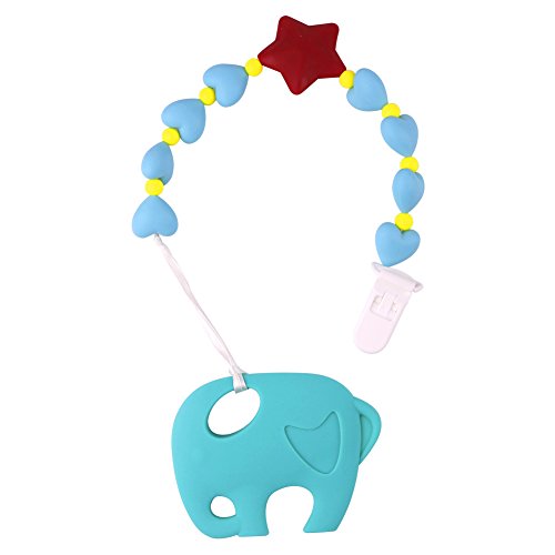 Chew Pacifier Clip | Cute Soft Baby Pacifier Teether Soother Beads Clip Holder | Hygienic Durable Non-Toxic Heat Resistant Silicone for Boy Girl | Universal Fit Clip for Bibs Blanket Stroller | 1358.1