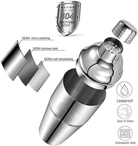 Cocktail Set 750 ML Cocktail Shaker, Cocktail Bar Set Bar Zubehör - 14 Teiliges Professionelles Edelstahl Cocktail… – Bild 4