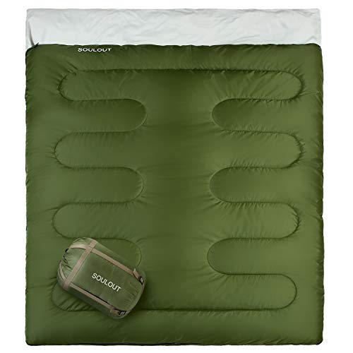 Sleeping Bag - 4 Seasons Warm Cold Weather Lightweight, Portable, Waterproof Sleeping Bag with Compression Sack for Adults & Kids - Indoor & Outdoor: Camping, Backpacking, Hiking (Army Green/ Double) - Thumbnail 7