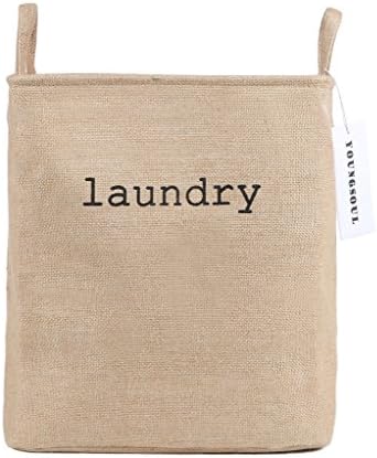 YoungSoul Double Linen Foldable Laundry Basket with Handles Closet Storage Bin Dirty Clothes Hamper Rectangular Toy Storage Linen S