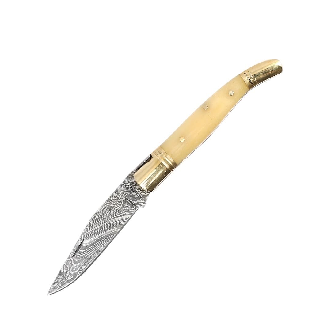 Perkin Damascus Folding knife, Unlocking Blade