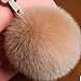 Valpeak 5'' Fox Fur Pom Pom Keychain Fur Ball Fluffy Fur Keychain Pom Pom (Beige)