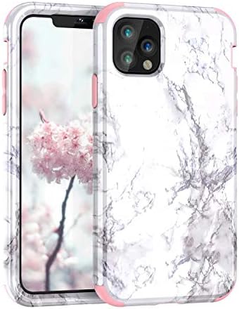 iPhone 11 Pro Case, Ankoe Marble Stone Pattern Shockproof Full Body Protective Cover Dual-Layer Slim Soft Flexible Silicone and Hard PC for iPhone 11 Pro 5.8 inch (2019) (Rose Gold)