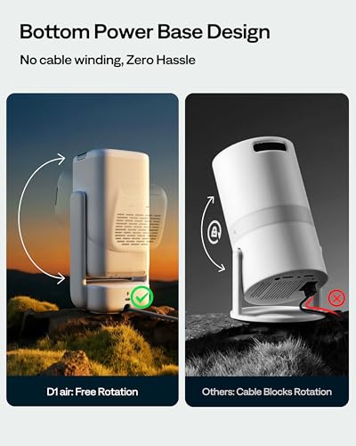 Aurzen D1 air Smart Portable Projector, Built-in Netflix app, Native 1080P HDR10, 4K Supported, USB-C Powered, TOF Auto Focus/Keystone, Dolby Audio, Projector for Bedroom, White