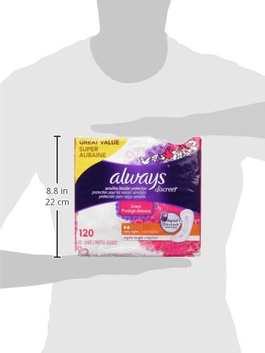 Always Discreet, Incontinence Liners, Very Light, Regular Length, 120 Count