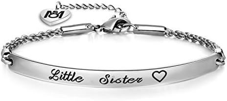 MYOSPARK Big Sis Little Sis Bracelet Sister Jewelry Bar Bracelets for Friend Family (Little Sis)