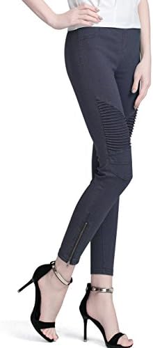 WEMELY Womens Slim Fit Comfy Stretchy Crumpled Cotton Bootcut Nine Points Pants Skinny Jeans (X-Large, Blue)
