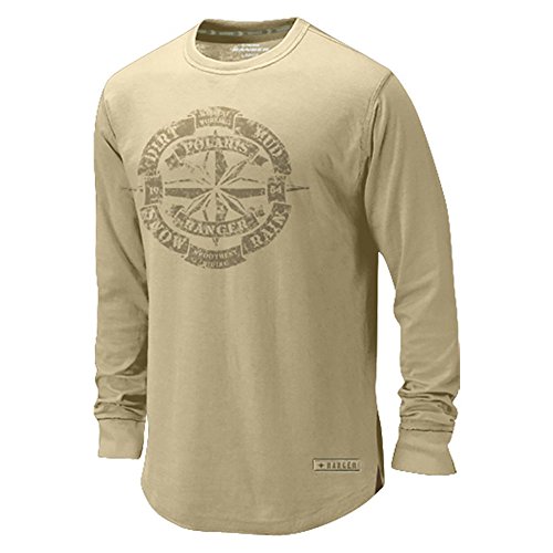 Polaris Men's Tan Sawtooth Compass Ribbed Long Sleeve Shirt