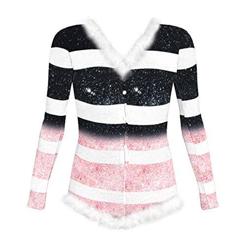 Eiyaclvo Women's Backless Pajamas Fluffy Romper Shorts Christmas