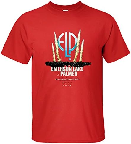 XSHOU Men's Emerson, Lake &amp; Palmer Short Sleeve T-Shirt red XXL