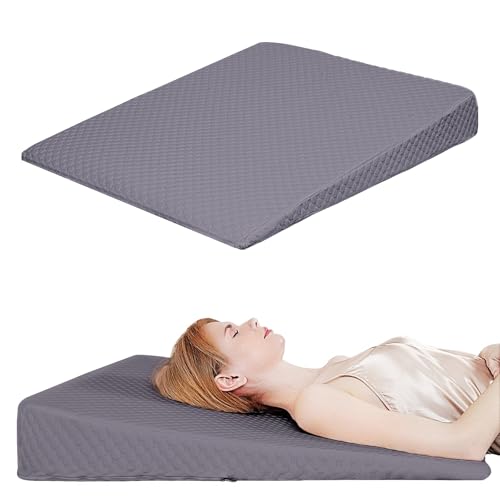 VADSBO Wedge Pillow, Bed Wedge Pillows for Sleeping, Snoring, Back Support, After Surgery, Foam Triangle Pillow, Removable Washable Cover (Gray, 5in)