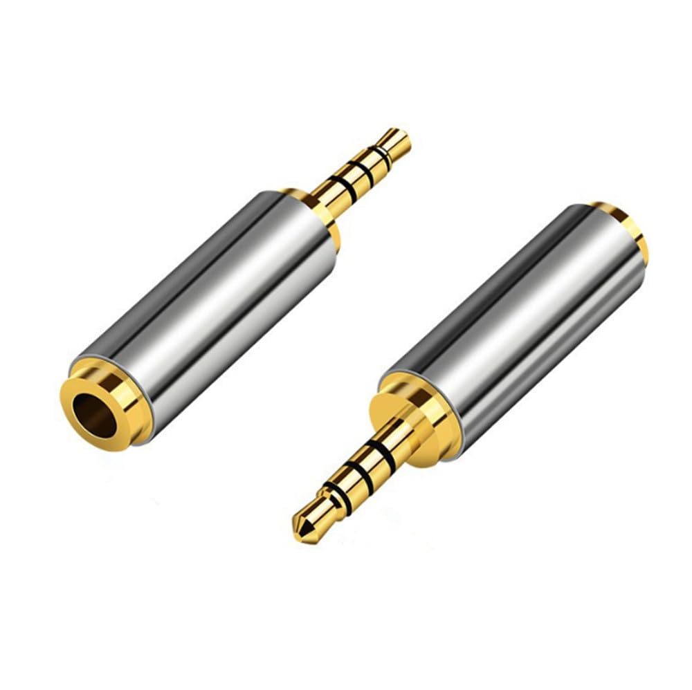 H.May 2PCS 2.5mm to 3.5mm & 3.5mm to 2.5mm Male to Female Audio Adapter,3.5 to 2.5mm Converter Heads,Compatible with PC,Laptop,Audio,Amplifier,Headphone,MP3,Sound Card,Mobile Phone,DVD
