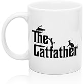 XQLZY The Catfather Coffee Mug, Cat Lover Tea Cup, Retirement Gifts for Dad Cats Owner Men, Birthday Gifts Father's Day for Husband Boyfriend Brother