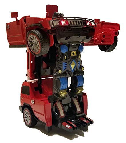 Remote Control Car Transforming Hero Classic Disguise Action Figure Robot Toy with One Button Transformation (Red)