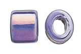 4pcs Spectrum Sapphire Porcelain Slider Beads for Licorice Leather - Oval ring Style Glaze finish 16x15.5mm