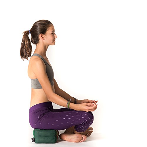 Yoga, Meditation, Kundalini and Pilates Cushion (Zafu) block, bolster, prop 100% organic Kapok Fiber Filling (Deep Blue Leef)