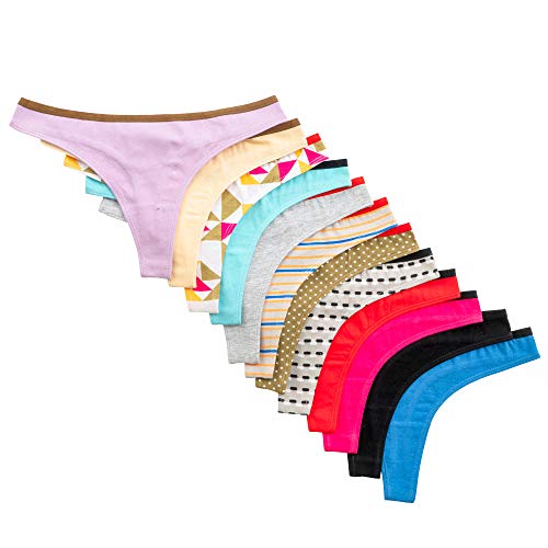 Beyond Intimates Women's no Show Cotton Thong Panties Assorted 12 Pack Pricepulse