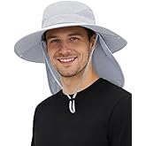 ZOORON UPF 50+ Wide Brim Sun Hat with Neck Flap, Laser Cut Mesh Fishing Hat, Water-Resistant Bucket Hat for Men Women Outdoor