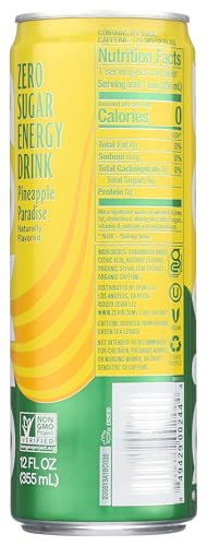 ZEVIA ZERO CALORIE ENERGY DRINK, PINEAPPLE PARADISE, 12 OUNCE CAN