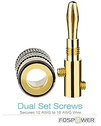 FosPower Banana Plugs 2 Pairs / 4 pcs, Closed Screw