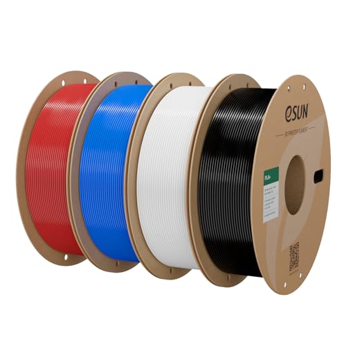 eSUN PLA+ Filament 1.75mm, Feuerrot+Blau+Kaltes Weiß+Schwarz, 4KG