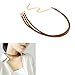 Udobuy®Punk Gothic Three Layer Brown Velvet PU Leather Chain Necklace Stretch Tattoo Choker Elastic Tassel Necklaces