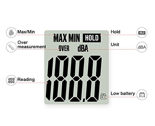 Decibel Meter, Digital Sound Level Meter Handheld Audio Noise SPL Meter Tester with LCD Display Measuring 30-130dB (9V Battery Included)