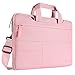 MOSISO Polyester Shoulder Bag with Storage Pockets Compatible 13-13.3 Inch Laptop, Pure Light Pink