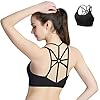 HBselect Sportbeha voor dames, bustier, gevoerde sportkleding, buikvrije sporttop met riemdesign aan de achterkant en…