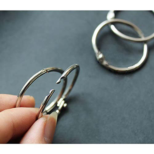 Huture 100PCS Multipurpose Book Binder Rings Smart Iron Nickel Plated Loose Leaf Rings 20mm Ring Size Used as Index Cards and Craft Scrapbook Album Rings for Home School Office, Sliver