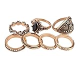 Samgoo Vintage Europe and America Gem Plating Thread Knuckle Nail Ring Set of 7 Rings (Gold)