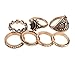 Samgoo Vintage Europe and America Gem Plating Thread Knuckle Nail Ring Set of 7 Rings (Gold)