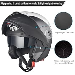 AHR Motorcycle Helmet Dual Visor Modular Flip up