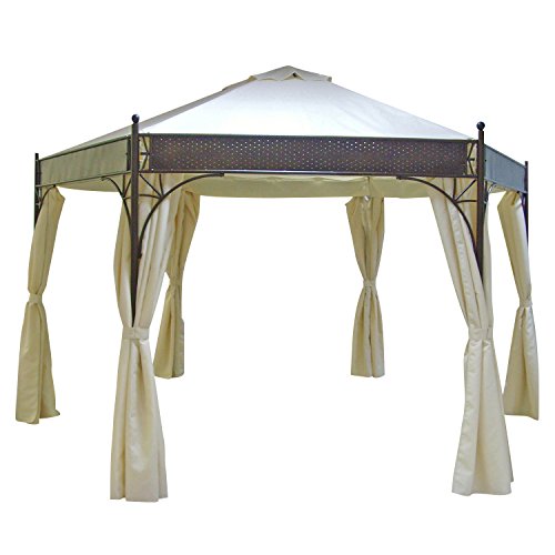 DEGAMO Ersatzdach für Pavillon Lagos 6-eckig 350cm, Polyester mit PVC Beschichtung wasserdicht, ecrufarben – Bild 3