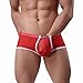 FEESHOW Men's Soft Sheer Mesh Boxer Briefs Shorts Underwear Lingerie Panties (Red, XL)