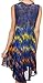 Sakkas 15803 - Nora Sleeveless Embroidered Short Tie Dye Caftan Dress / Cover Up - Blue - OS