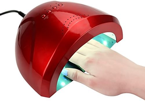 Nail Dryer - Professional 48W Powerful Heated Fan Blow Nail Machine with UV Lamp/LED Light - Fast Dry for Curing Polish &amp; LED Gels SPA Equipment with Timer (Red)